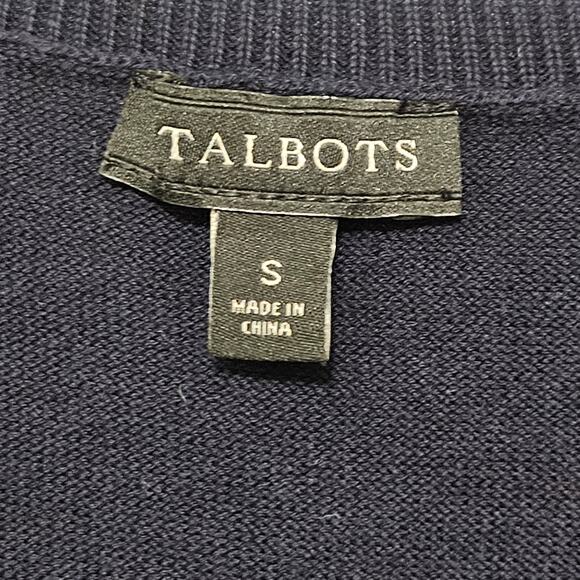 Talbots Sweater Set Size Petite M Navy Blue Cardigan Size Small Tank Heart Print - Picture 11 of 15